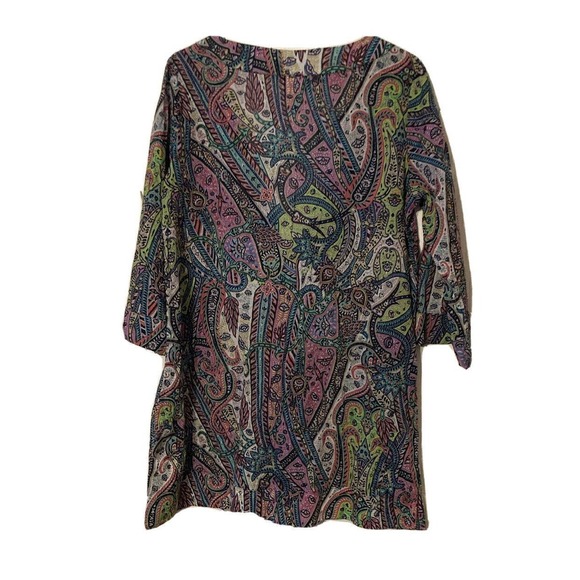 TOMMY BAHAMA Blouse Top Womens Size Small Semi Sheer Paisley Cotton Purple Blue - Picture 2 of 3